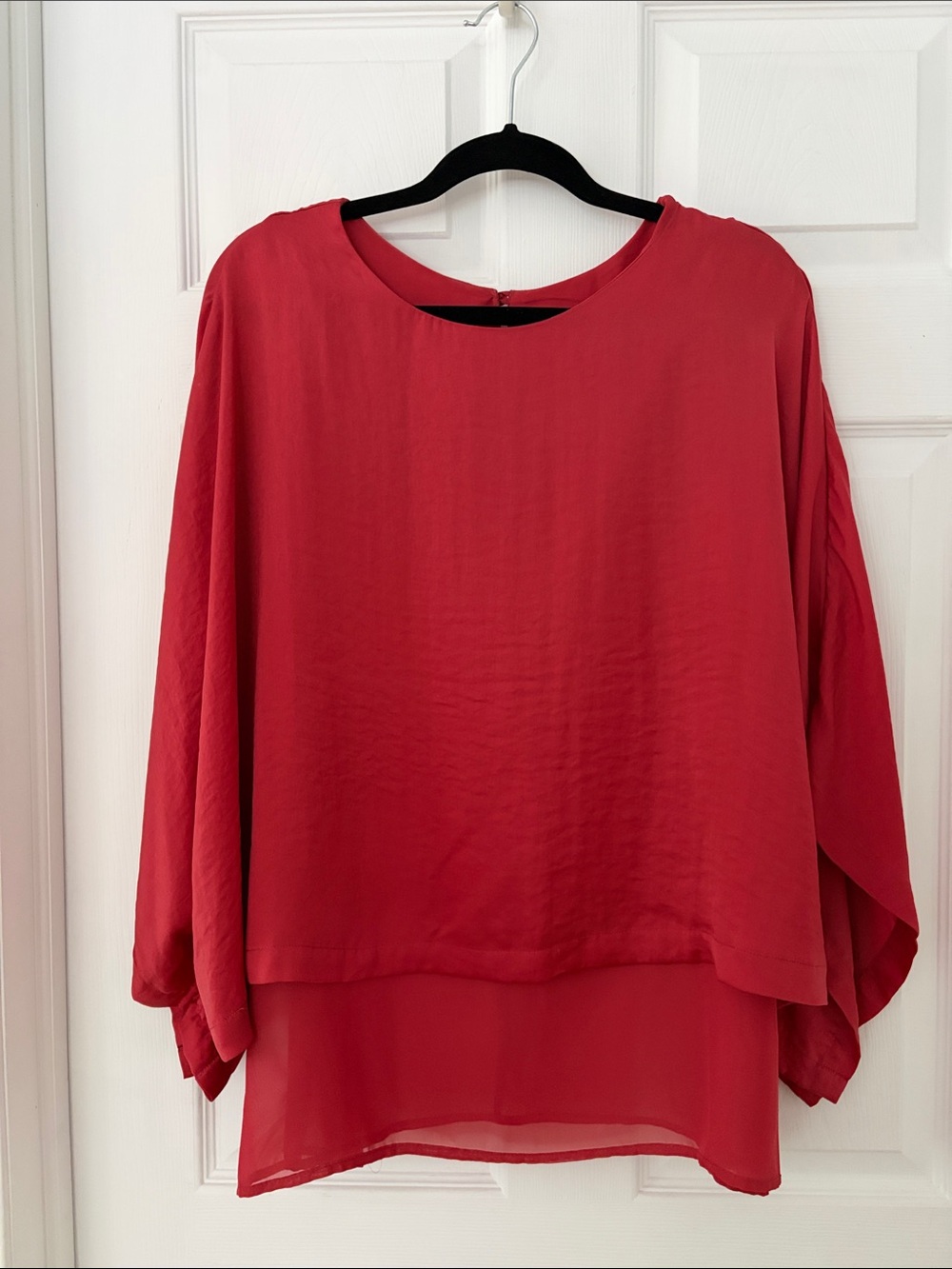 New York & Co Red Women's Flowing Layered Blouse